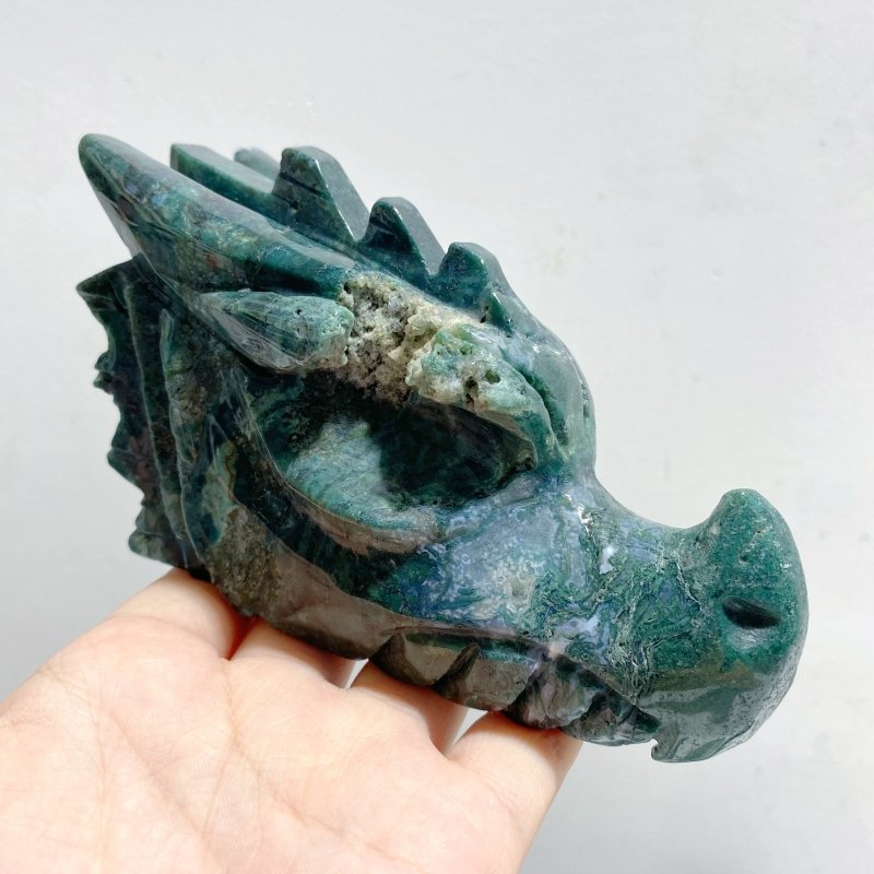 8 Pieces Moss Agate Dragon Head Carving Closeout -Wholesale Crystals