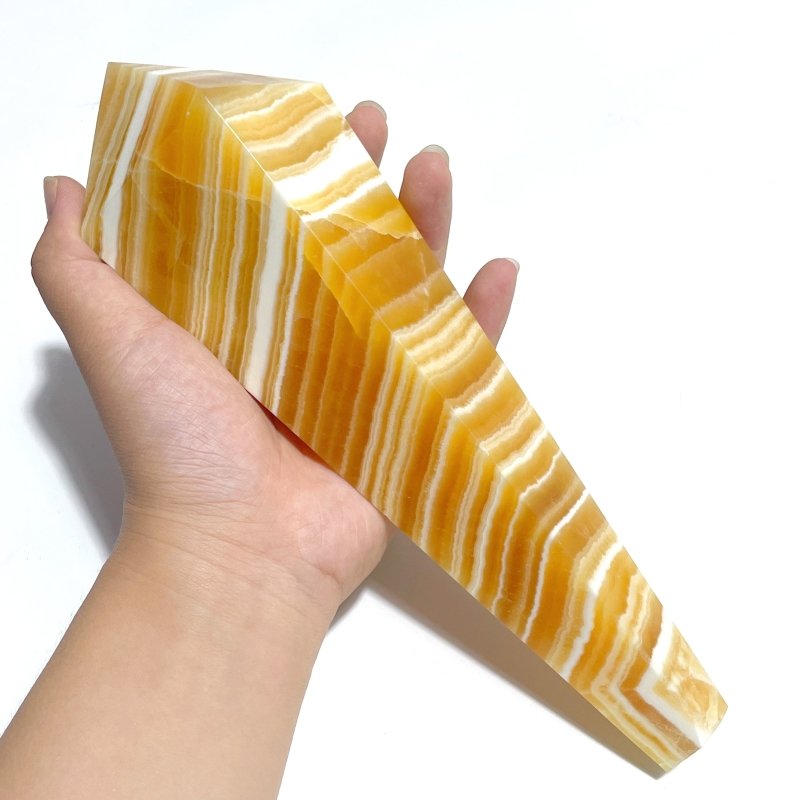 8 Pieces Yellow Calcite Magic Scepter Wand Points With Stand - Wholesale Crystals