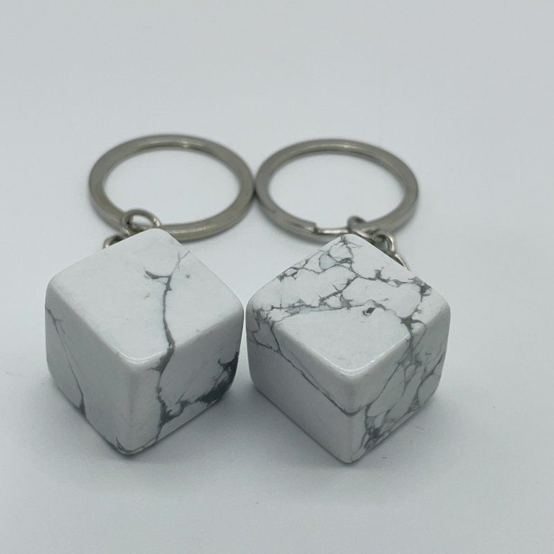 8 Types Cube Keychain Wholesale Howlite Dragon Blood Stone Moss Agate -Wholesale Crystals