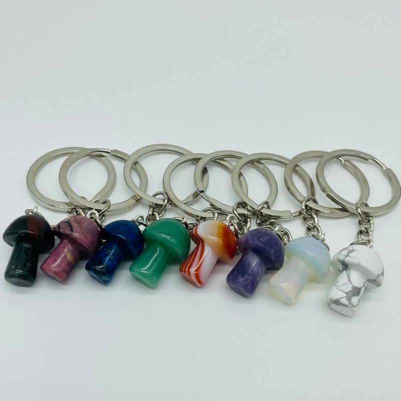 8 Types Mini Mushroom Keychain Wholesale Rhodonite Carnelian Lapis Lazuli -Wholesale Crystals