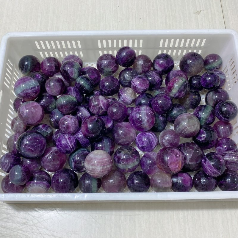 89 Pieces Beautiful Purple Fluorite Spheres (Sea Freight Only) -Wholesale Crystals