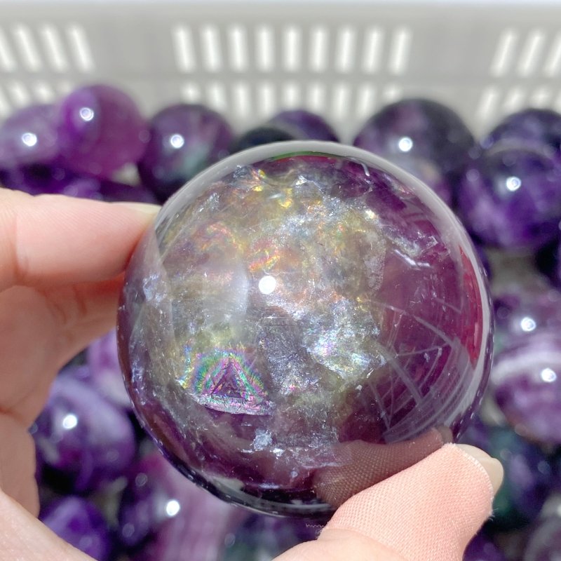 89 Pieces Beautiful Purple Fluorite Spheres (Sea Freight Only) -Wholesale Crystals