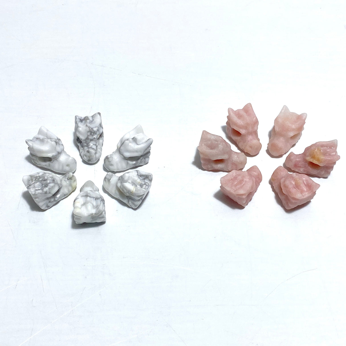 Mini Pink Opal Howlite Dragon Head Carving Wholesale