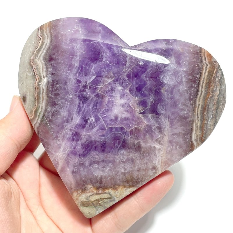 9 Pieces Amethyst Mixed Agate Heart With Stand - Wholesale Crystals