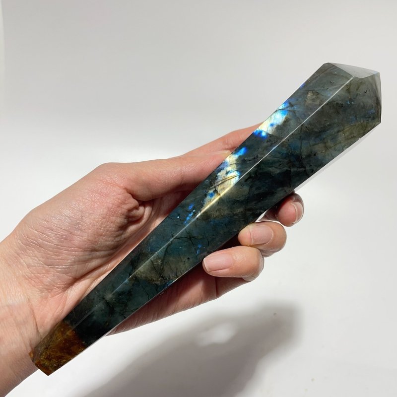 9 Pieces High Quality Labradorite Magic Scepter Wand Points With Stand -Wholesale Crystals