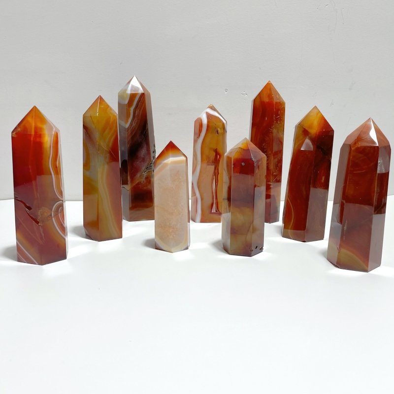 9 Pieces Large Carnelian Crystal Tower Clearance (defect) - Wholesale Crystals
