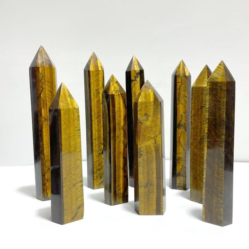 9 Pieces Tiger Eye Tower Points - Wholesale Crystals