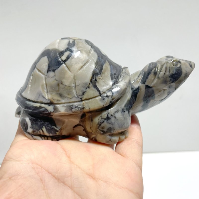 9 Pieces Volcano Agate Turtle Carving(UV - Reactive) - Wholesale Crystals