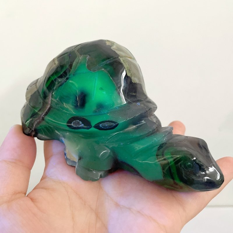 9 Pieces Volcano Agate Turtle Carving(UV - Reactive) - Wholesale Crystals