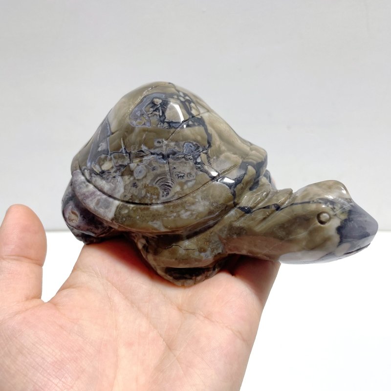 9 Pieces Volcano Agate Turtle Carving(UV - Reactive) - Wholesale Crystals