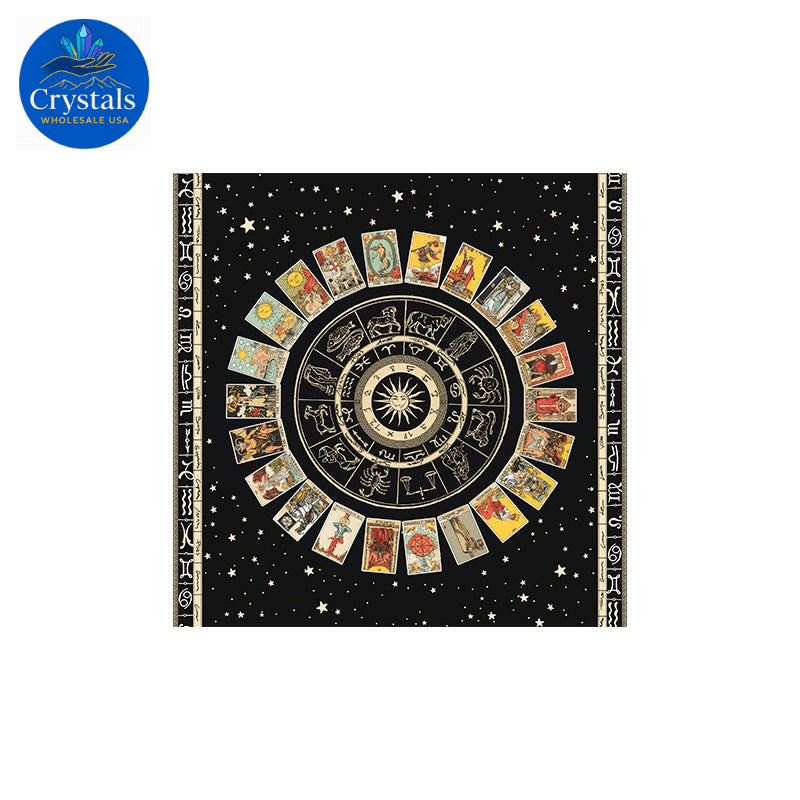 9 Sun Floral & Moon Phase Tarot Tablecloth - Wholesale Crystals