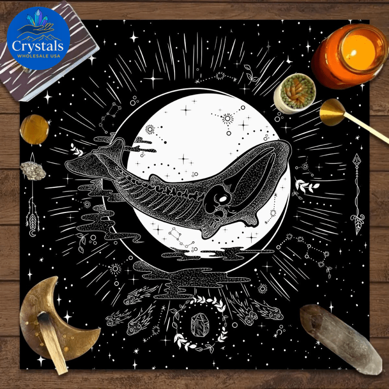 9 Sun Floral & Moon Phase Tarot Tablecloth - Wholesale Crystals