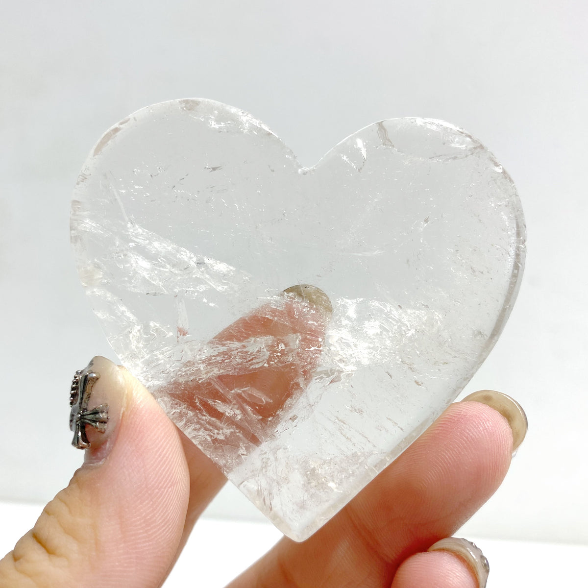 Unique Clear Quartz Heart Wing Carving With Stand