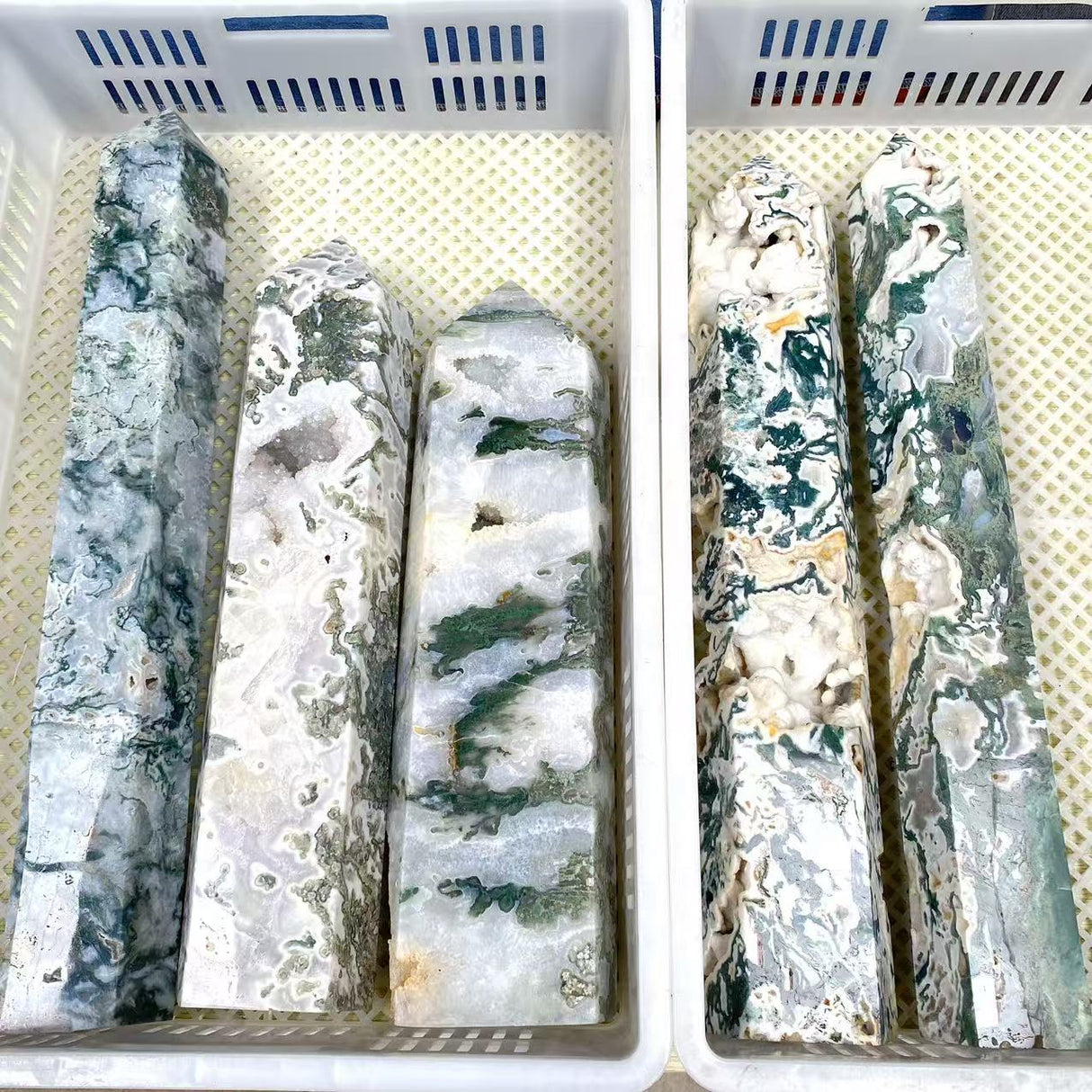 5 Pieces Moss Agate Large Tower Geode Point (Sea Freight Only)