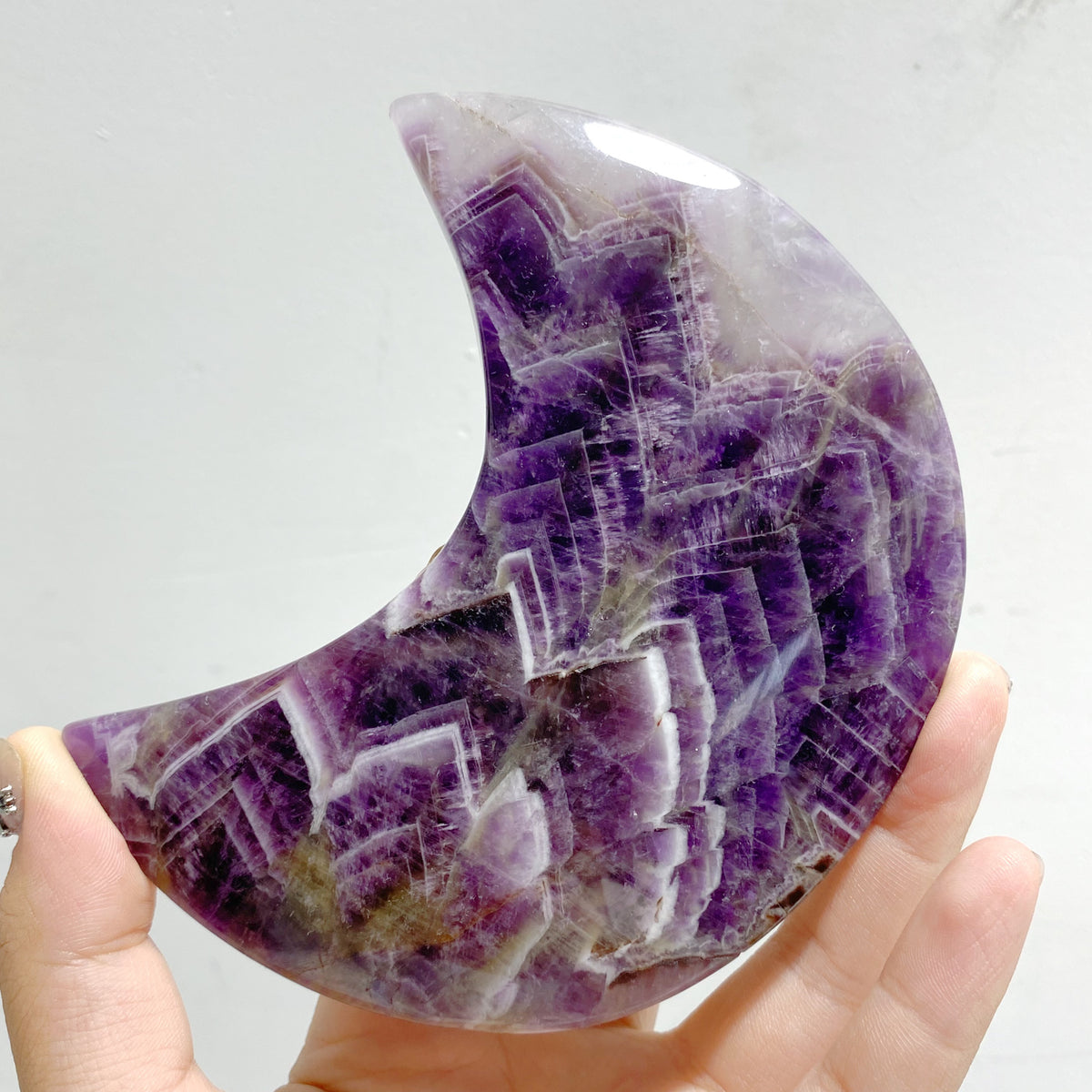 7 Pieces Chevron Amethyst Moon With Stand