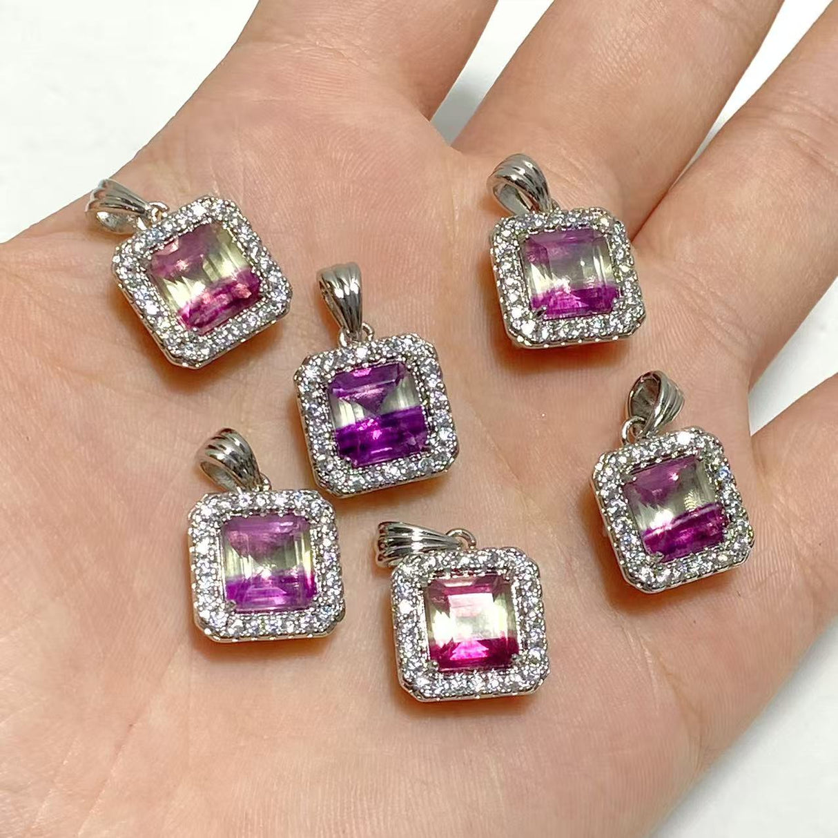 Beautiful Fluorite Cut Faceted Sugar Cube Pendant Wholesale