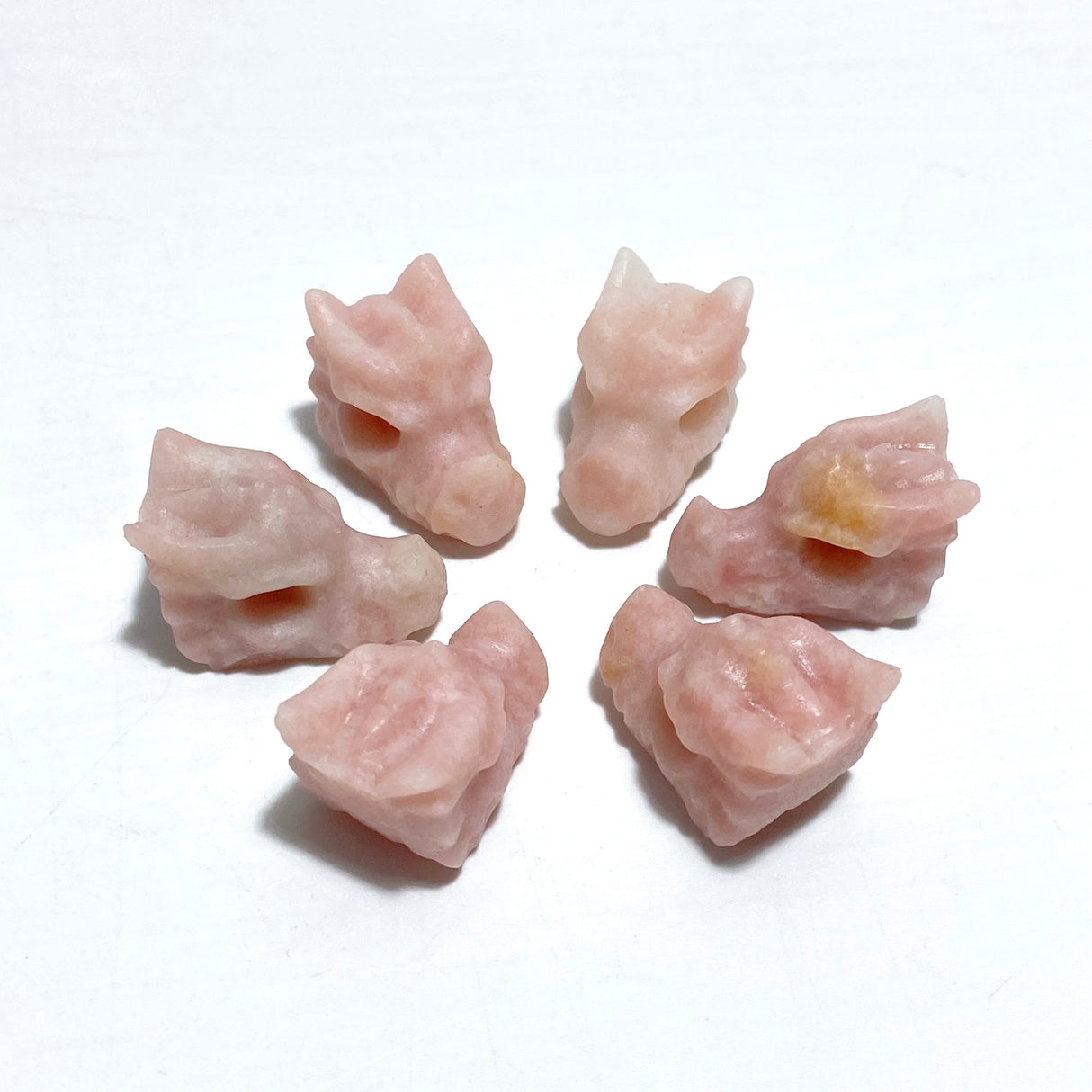 Mini Pink Opal Howlite Dragon Head Carving Wholesale