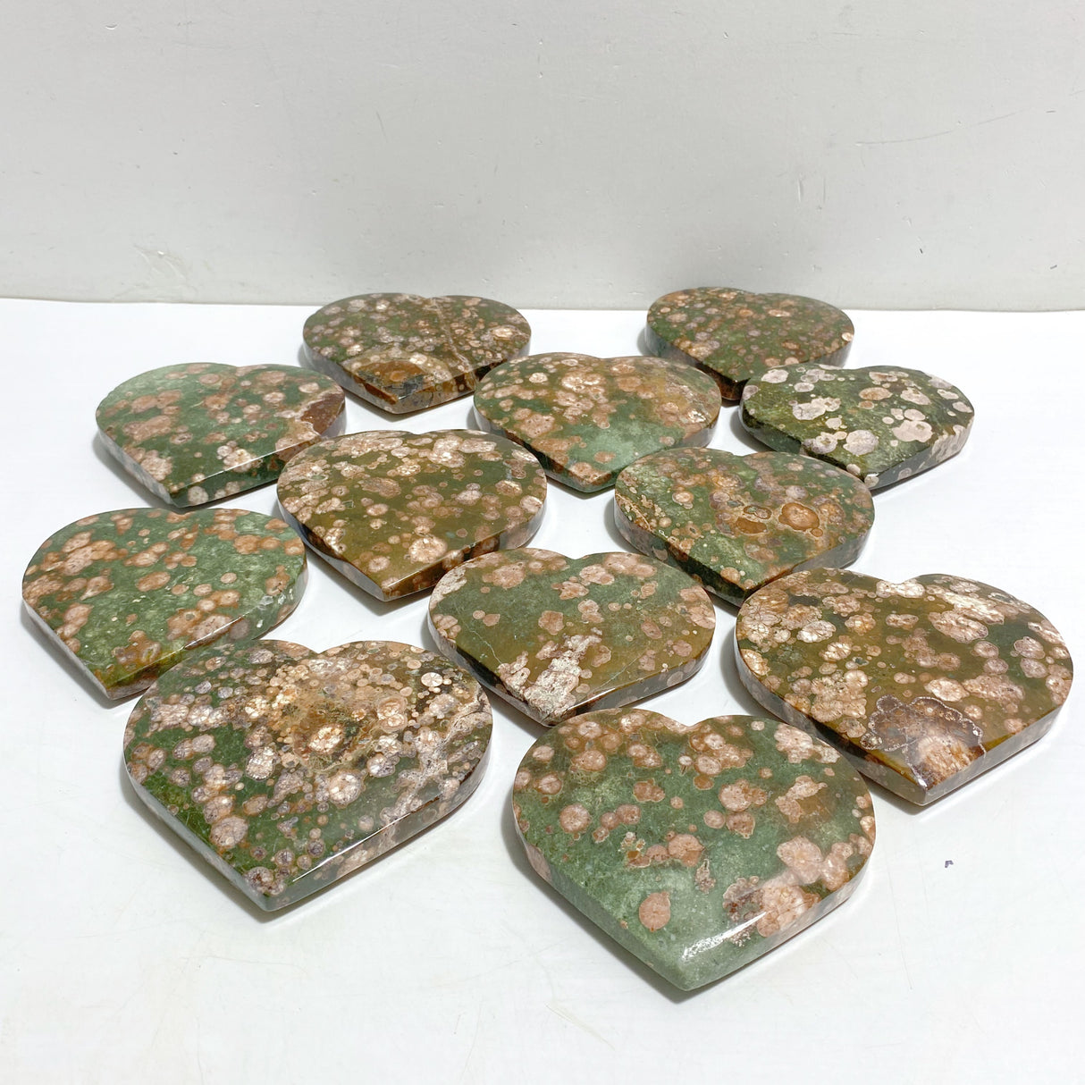 12 Pieces Large Rainforest Jasper Heart #1