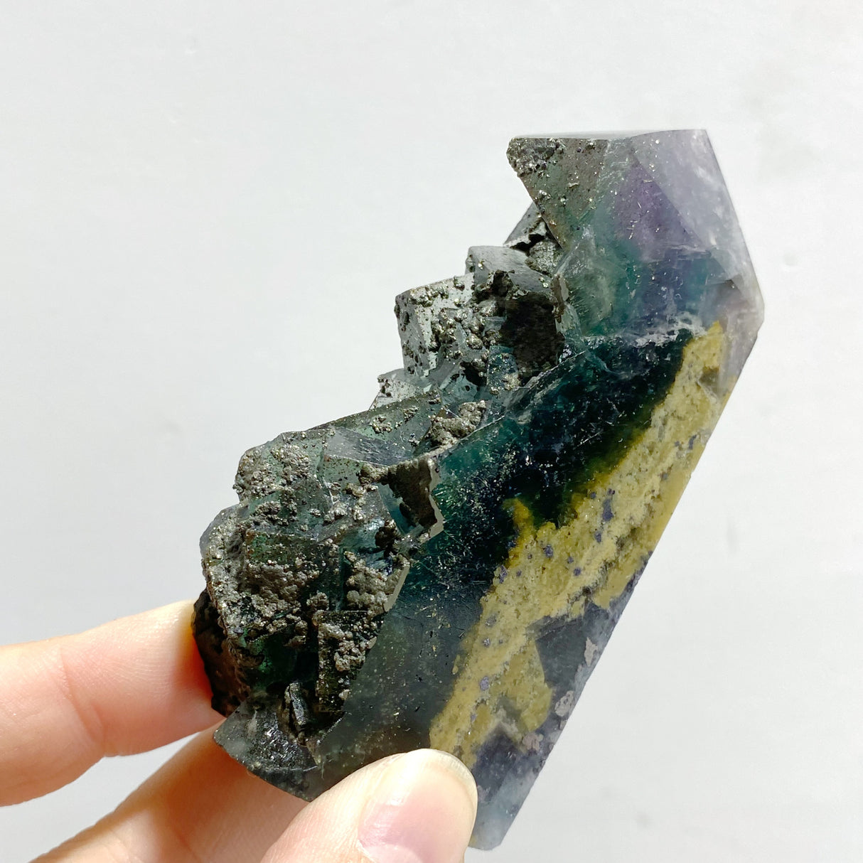 20 Pieces Blue Fluorite Mixed Pyrite Raw Side Tower Point