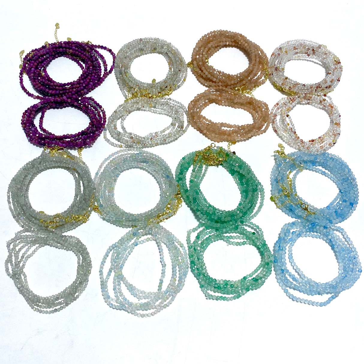 3MM Multi-Faceted Crystal Flash Bead Bracelets Necklace Wholesale Labradorite Sunstone Aquamarine