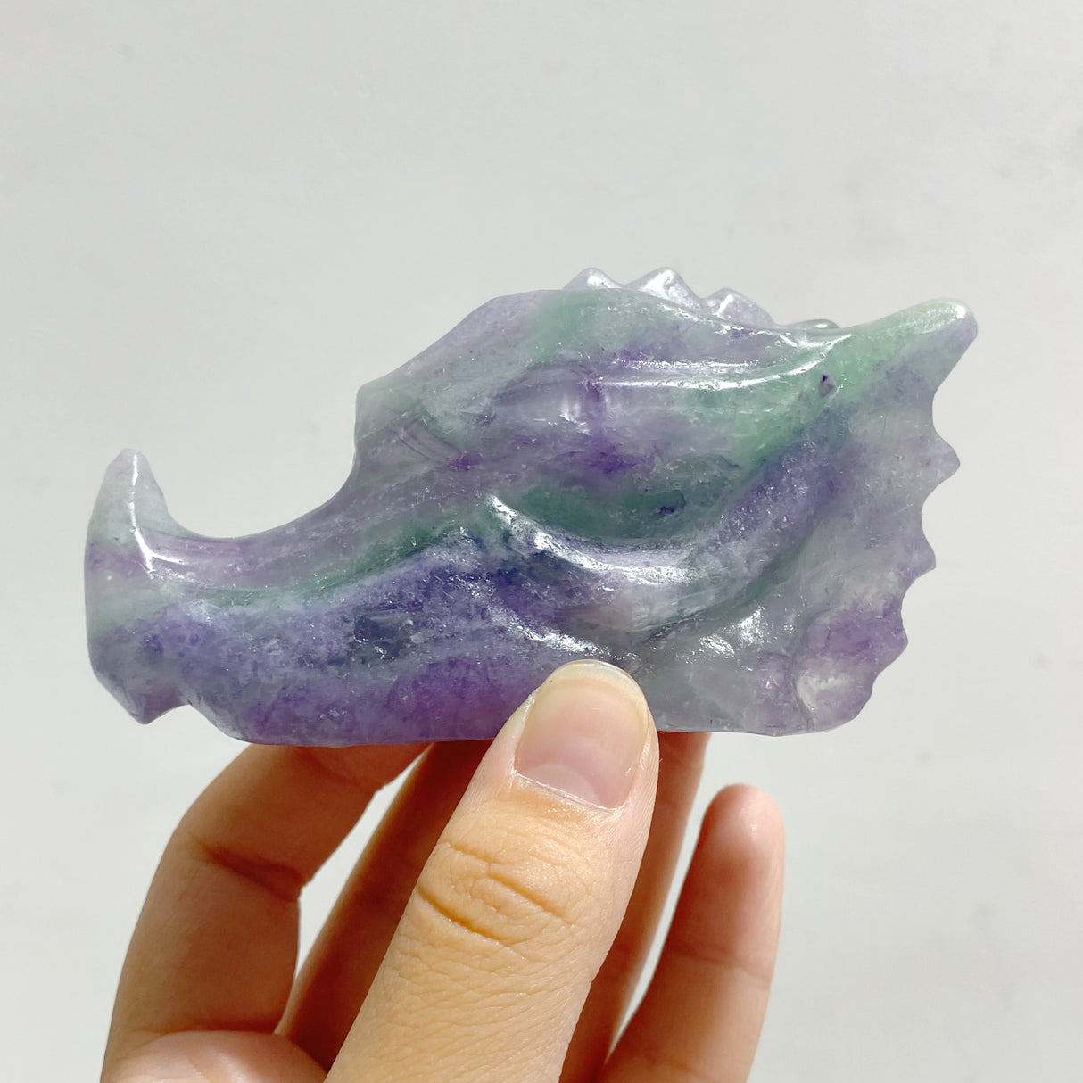 15 Pieces Rainbow Fluorite Dragon Head Carving