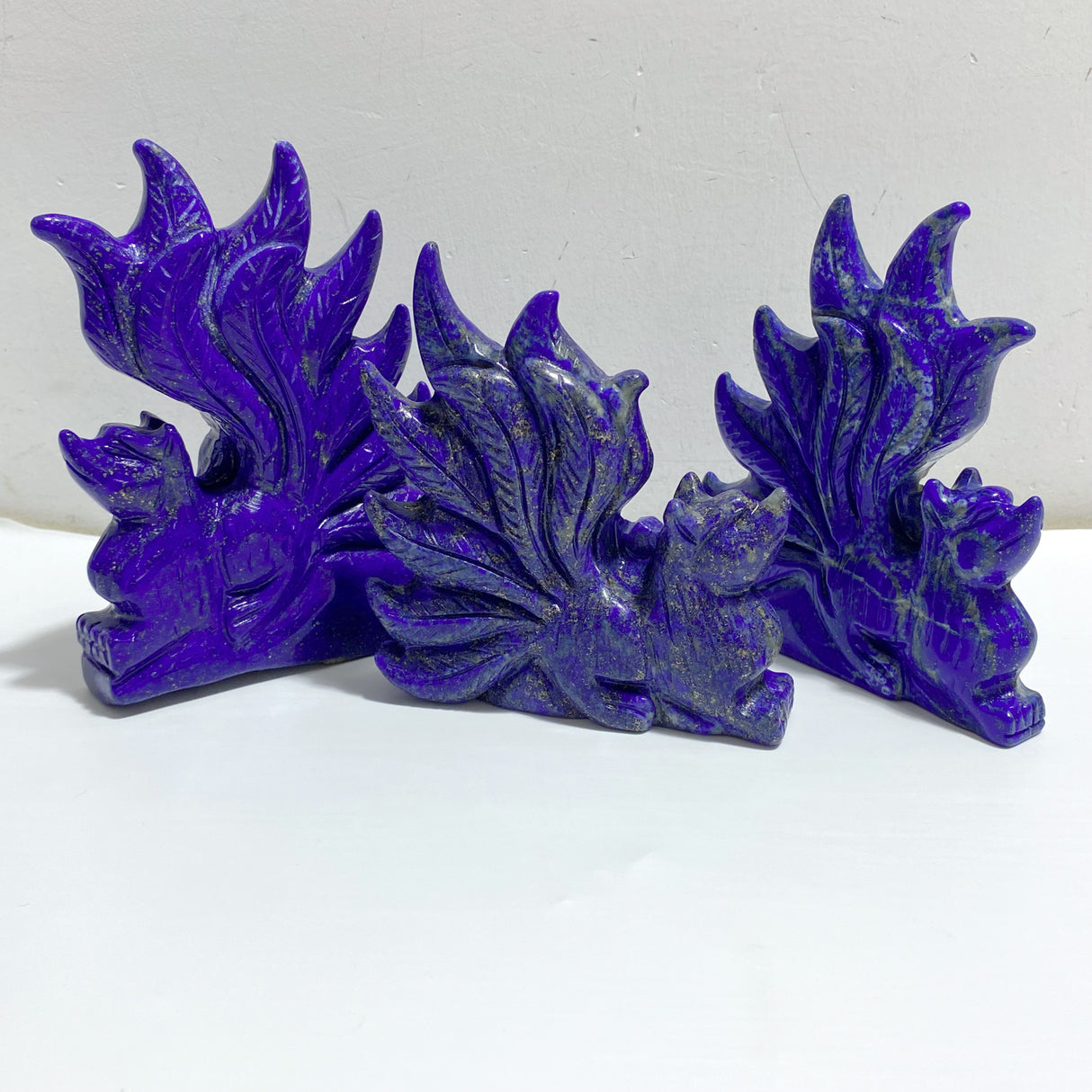 7 Pieces Lapis Lazuli Nine-tailed Fox Carving