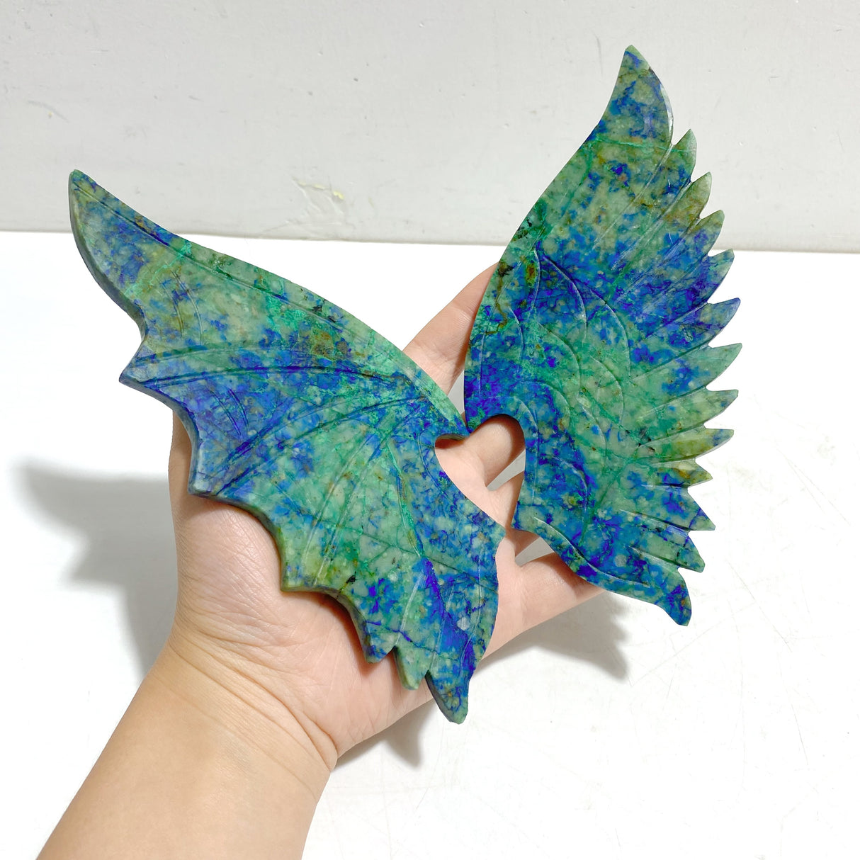 Phoenix Pine Stone Demon And Angel Wing Carving With Stand