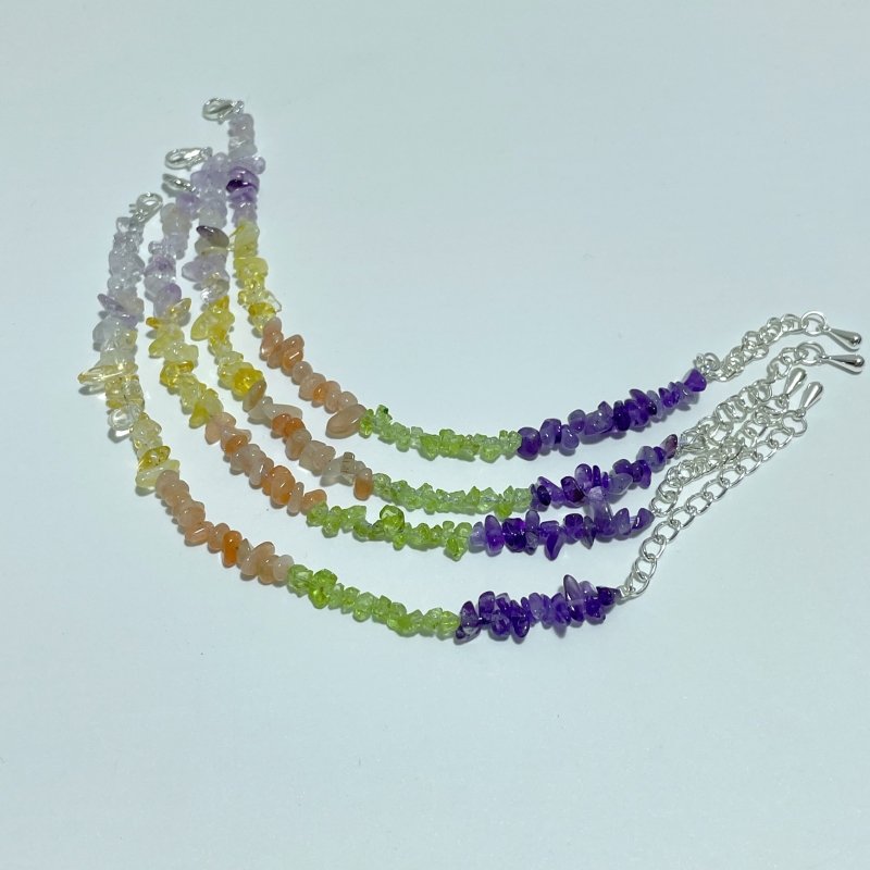 Amethyst Clear Quartz Sunstone Peridot Citrine Mixed Chips Bracelet Wholesale - Wholesale Crystals