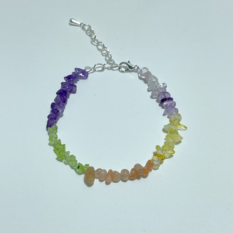 Amethyst Clear Quartz Sunstone Peridot Citrine Mixed Chips Bracelet Wholesale - Wholesale Crystals