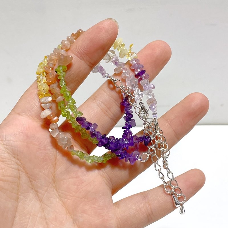 Amethyst Clear Quartz Sunstone Peridot Citrine Mixed Chips Bracelet Wholesale - Wholesale Crystals