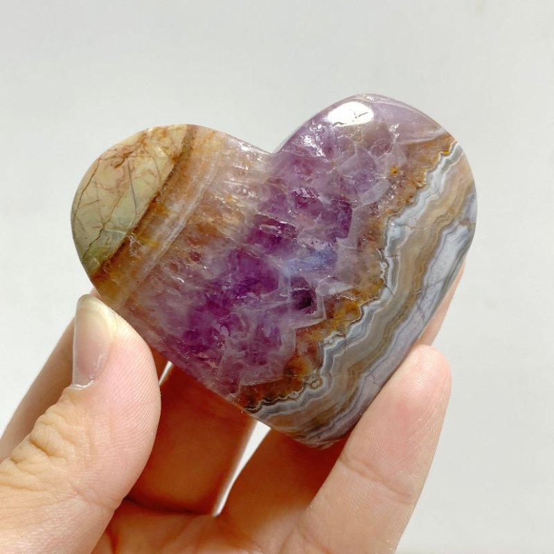 Amethyst Mixed Stripe Agate Heart Wholesale -Wholesale Crystals