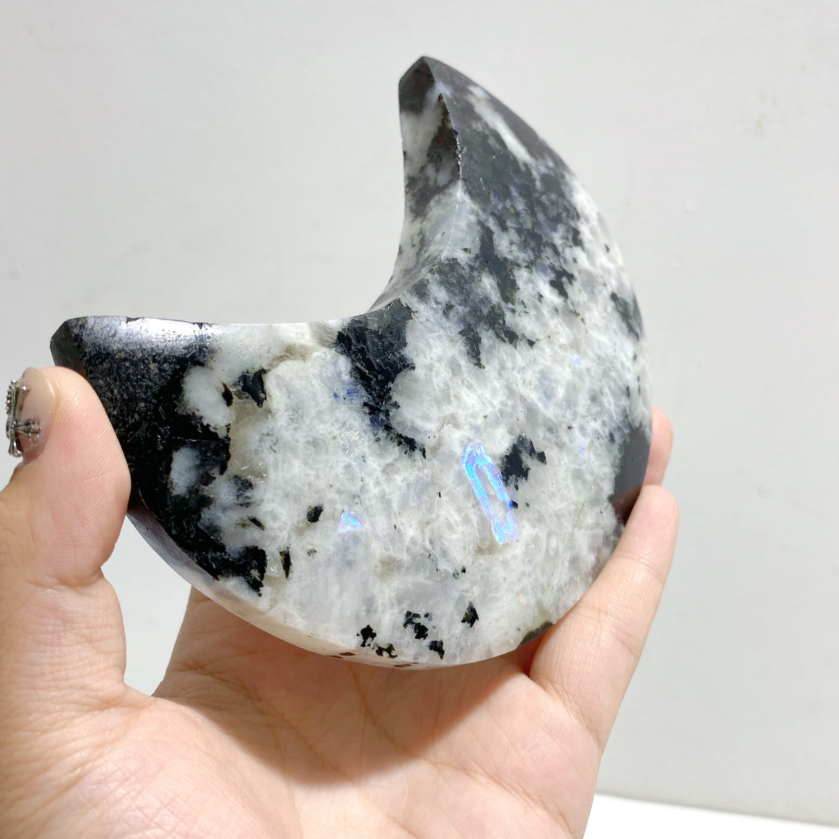 6 Pieces India Moonstone Moon Carving With Stand