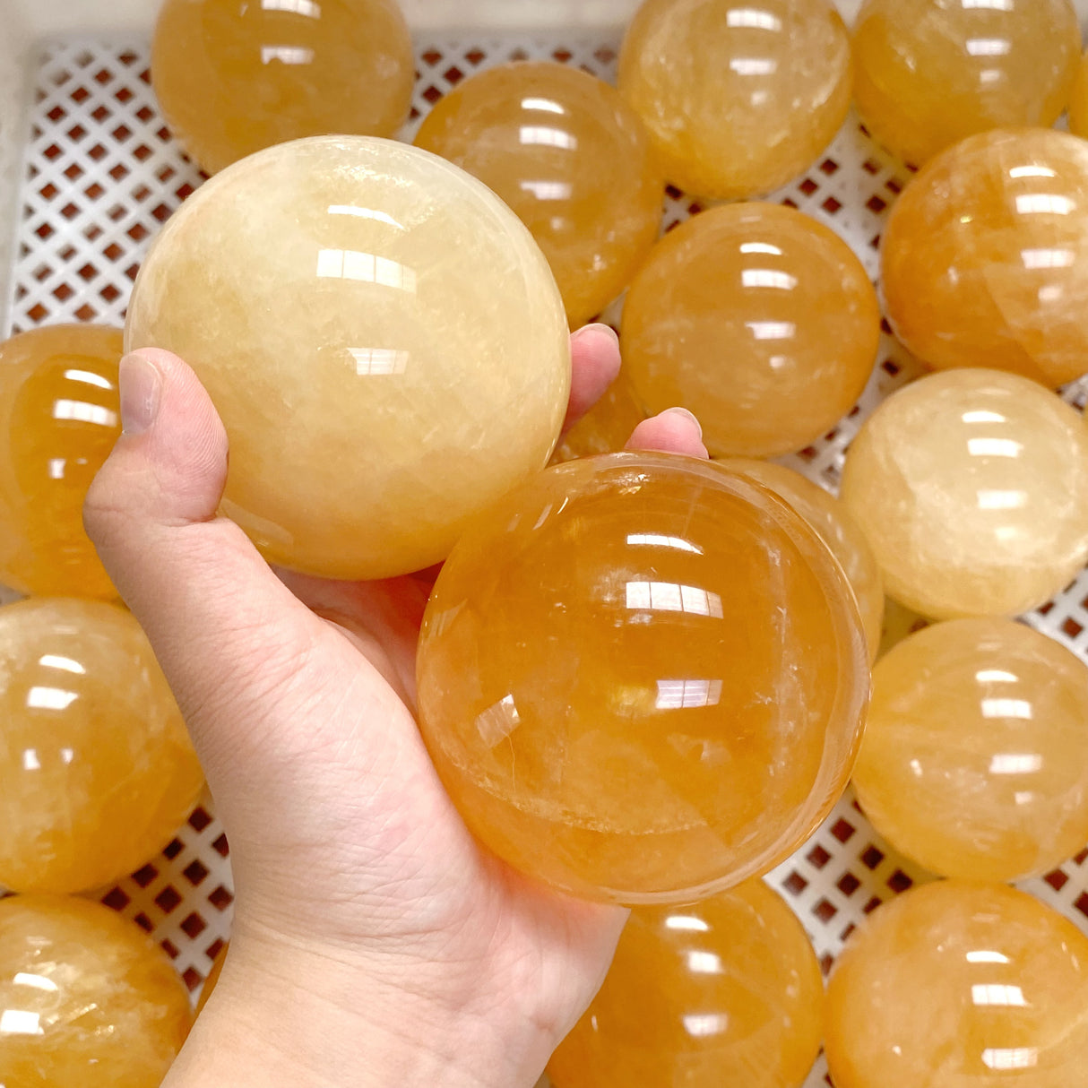 42 Pieces Yellow Calcite Spheres (Sea Freight Only)