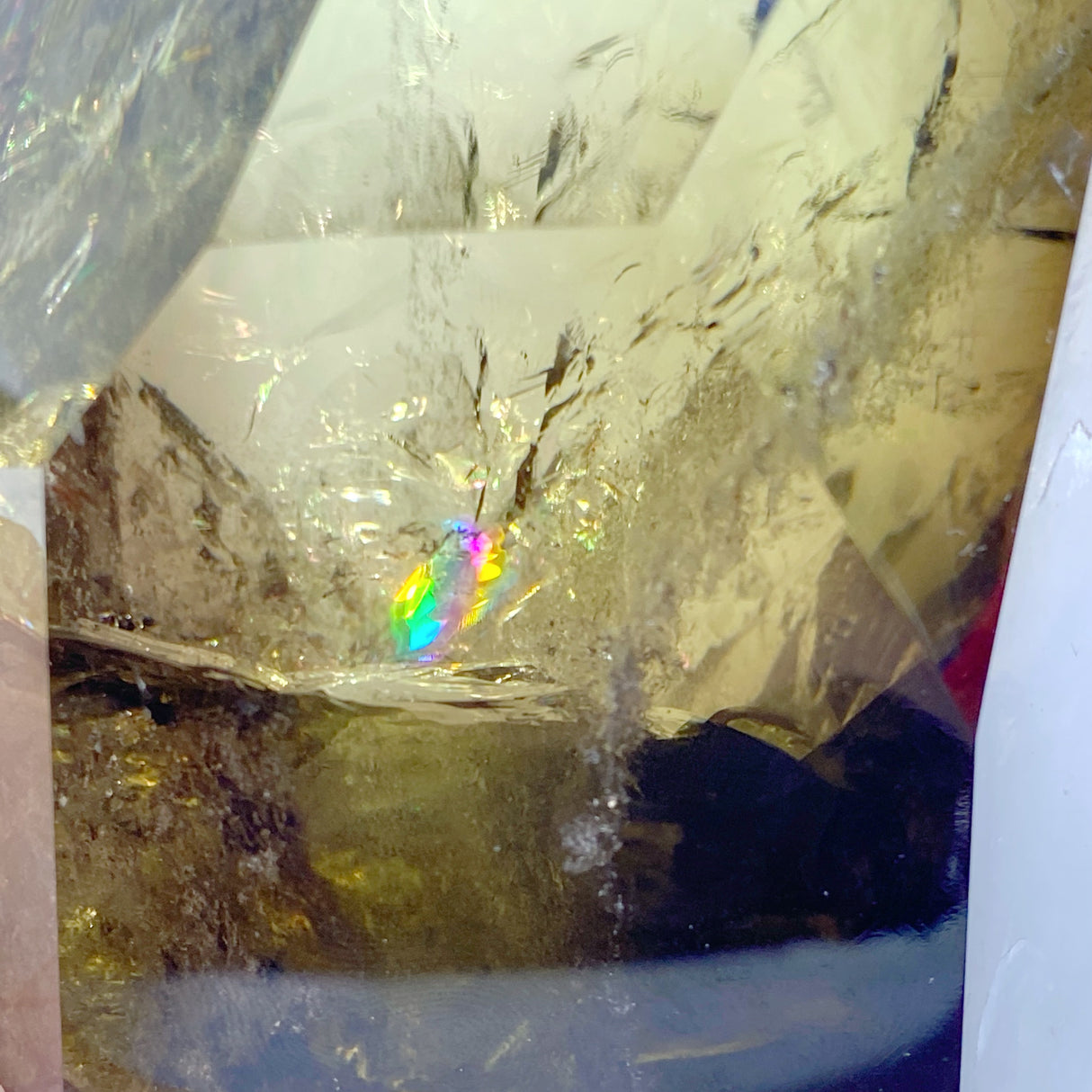 Unique Citrine Tower Point With Rainbow