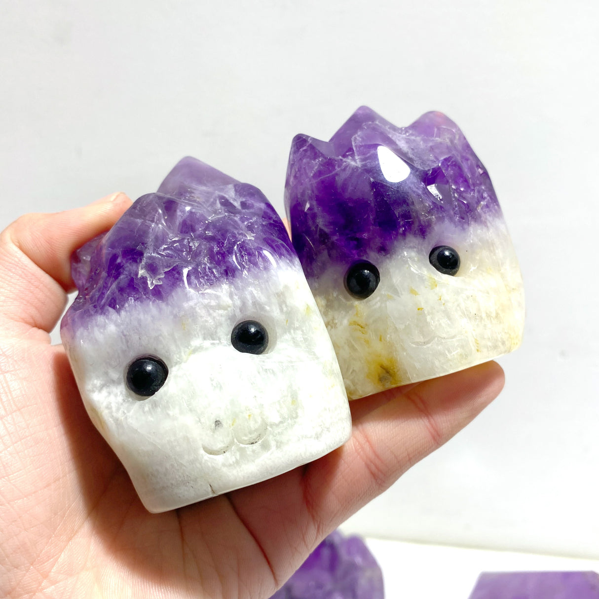 9 Pieces Polished Amethyst Teeth Cluster Groot Carving