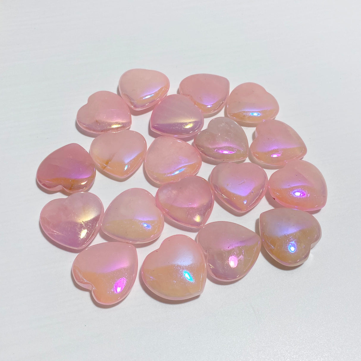 6 Colors Mixed Aura Rose Quartz Heart Wholesale Closeout