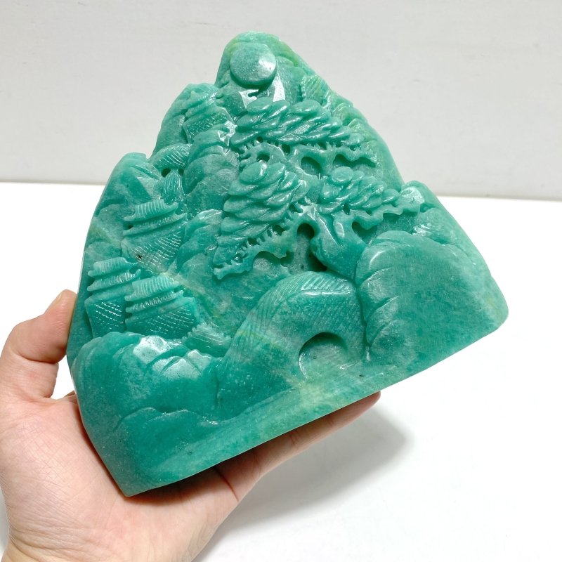 Beautiful Amazonite Landscape Pavilion Carving 2 - Wholesale Crystals