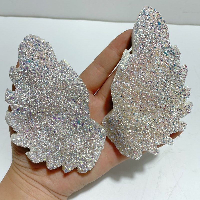 Beautiful Aura Quartz Cluster Angel Wing Carving With Stand - Wholesale Crystals