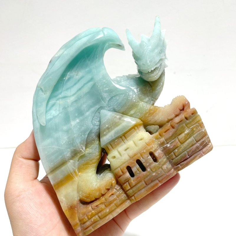 Beautiful Caribbean Calcite Flying Dragon Castle Carving - Wholesale Crystals