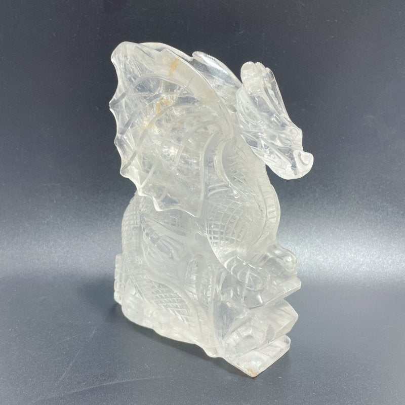 Beautiful Clear Quartz Flying Dragon Castle Carving 3 - Wholesale Crystals