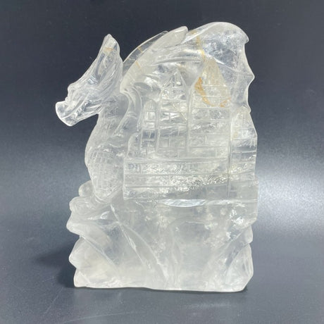 Beautiful Clear Quartz Flying Dragon Castle Carving 3 - Wholesale Crystals