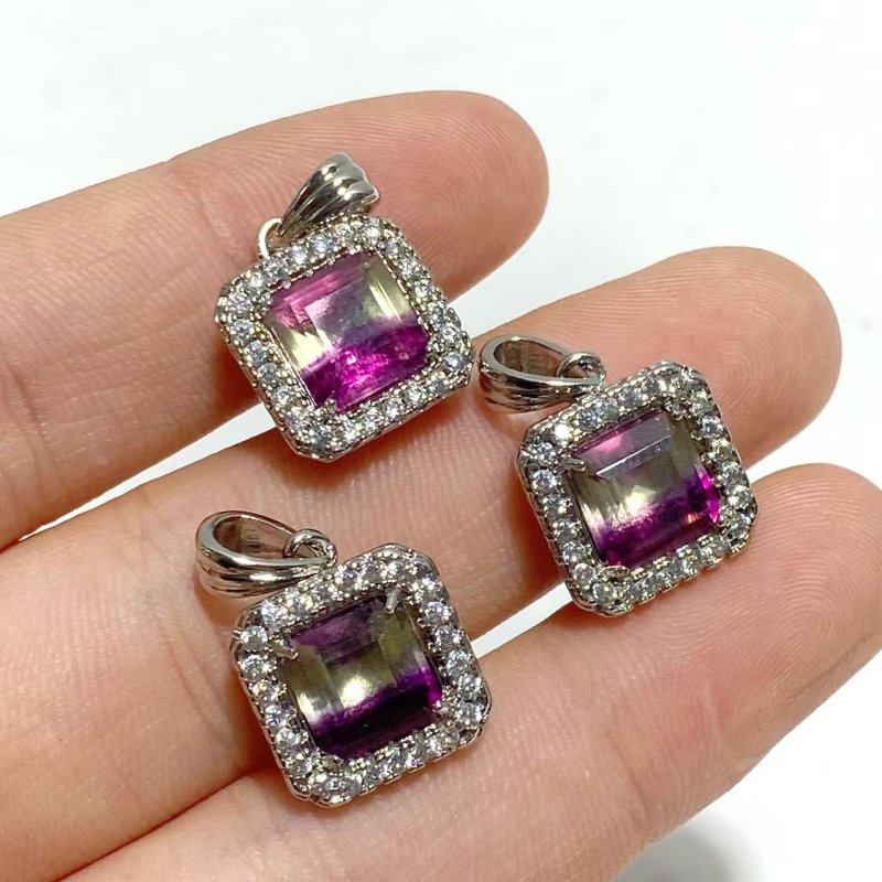 Beautiful Fluorite Cut Faceted Sugar Cube Pendant Wholesale - Wholesale Crystals