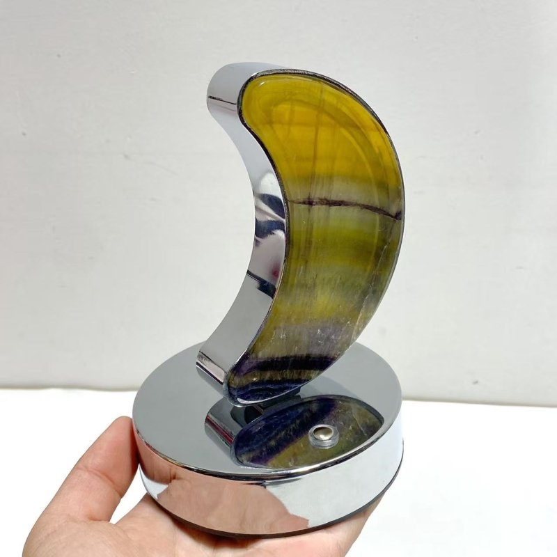 Beautiful Fluorite LED Table Lamp Moon Shape - Wholesale Crystals