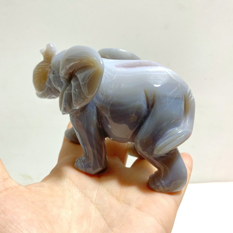Beautiful Geode Agate Druzy Elephant Animal Carving - Wholesale Crystals