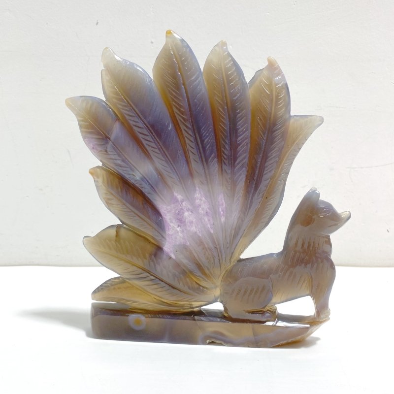Beautiful Geode Druzy Agate Nine - tailed Fox Carving 6 - Wholesale Crystals