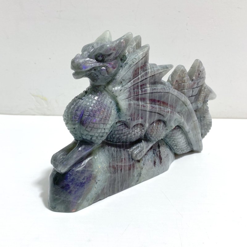 Beautiful Labradorite Flying Dragon Castle Carving -Wholesale Crystals