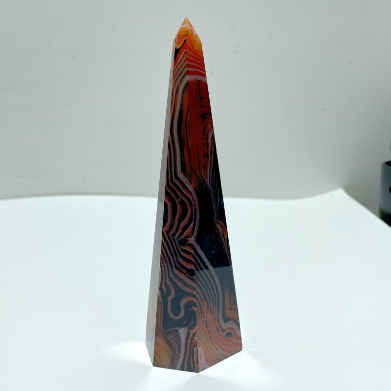 Beautiful Red&Black Stripe Agate Mixed Quartz Obelisk Point Wholesale - Wholesale Crystals
