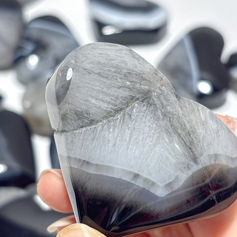 Black Stripe Agate Mixed Quartz Heart Wholesale - Wholesale Crystals