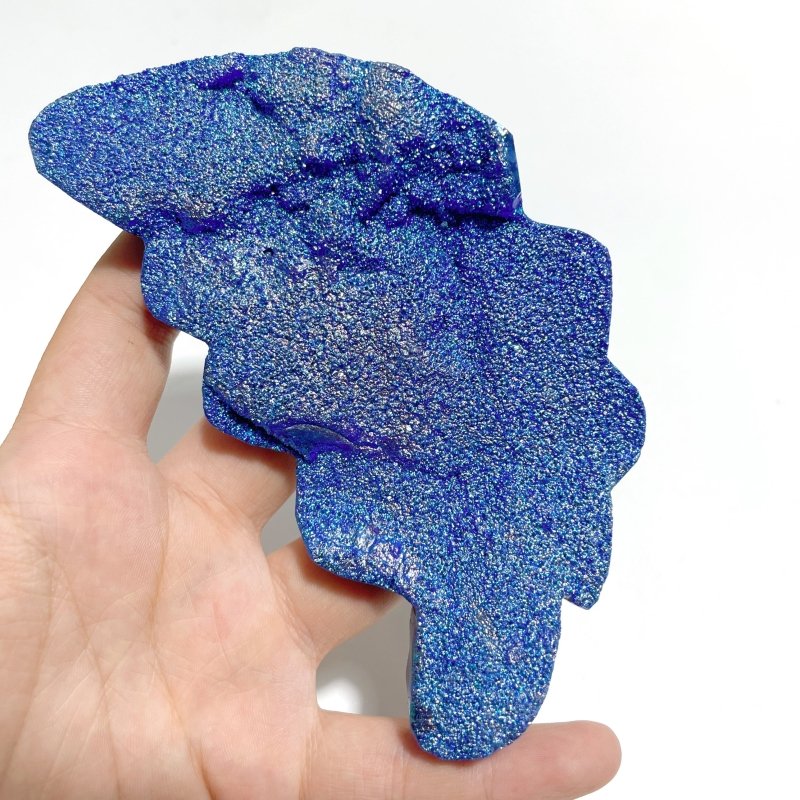 Blue Aura Quartz Cluster Angel Wing Carving With Stand - Wholesale Crystals