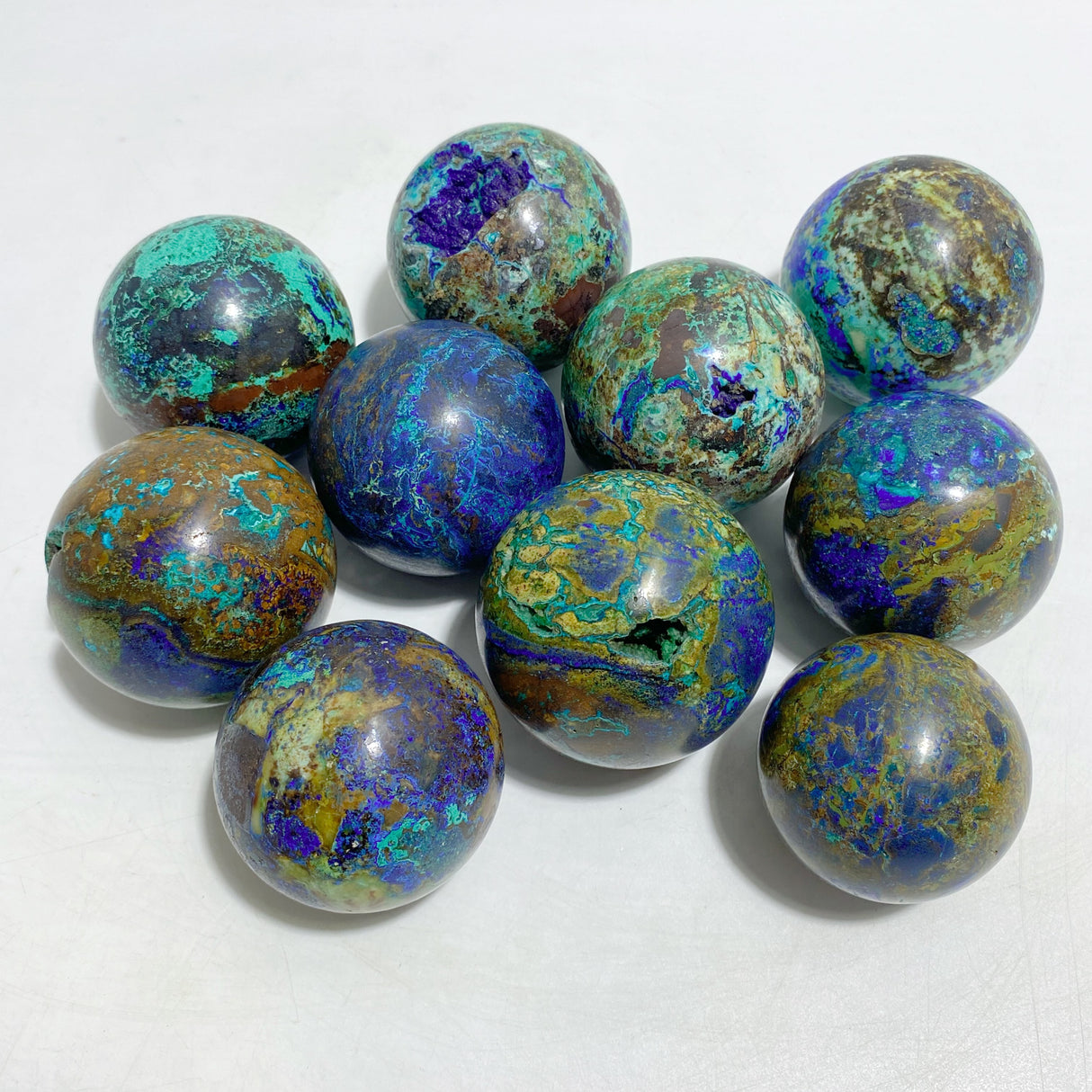 10 Pieces Azurite Mixed Malachite Spheres #3